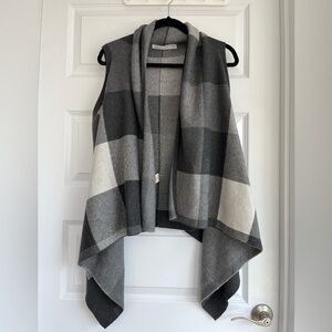 Woolrich Buffalo check plaid sleeveless open front loose cardigan gray